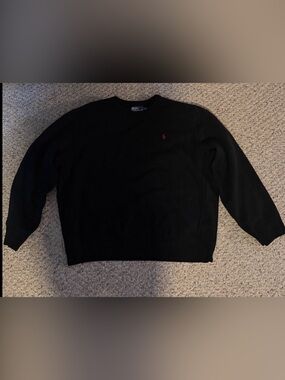 Polo by Ralph Lauren Black Crewneck Sweatshirt with Red Polo Logo